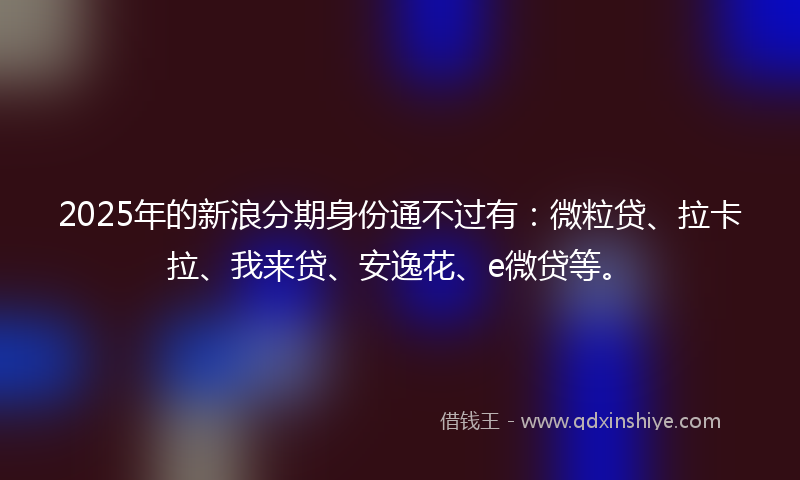 2025年的新浪分期身份通不过有：微粒贷、拉卡拉、我来贷、安逸花、e微贷等。