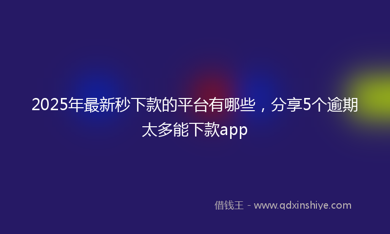 2025年最新秒下款的平台有哪些，分享5个逾期太多能下款app