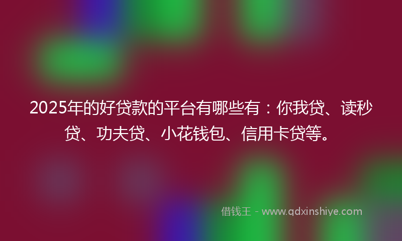 2025年的好贷款的平台有哪些有：你我贷、读秒贷、功夫贷、小花钱包、信用卡贷等。