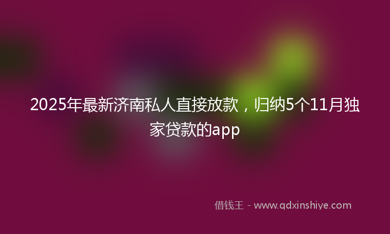 2025年最新济南私人直接放款，归纳5个11月独家贷款的app