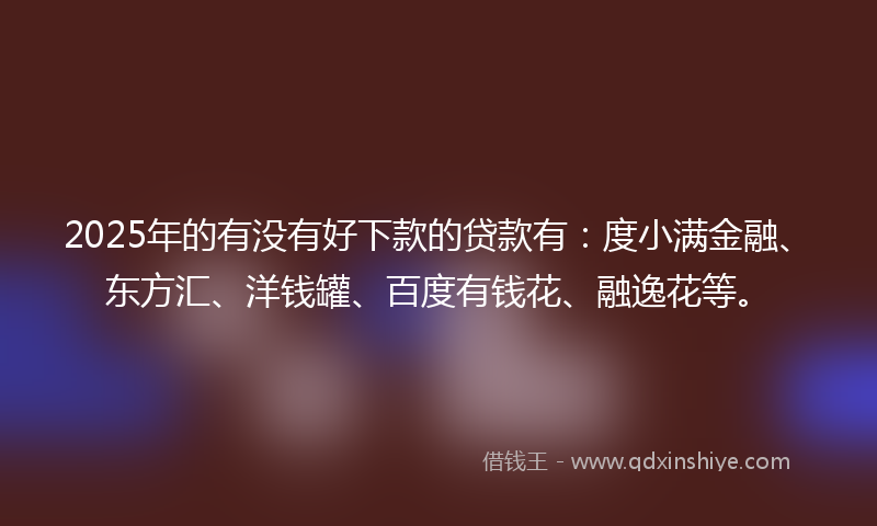 2025年的有没有好下款的贷款有：度小满金融、东方汇、洋钱罐、百度有钱花、融逸花等。