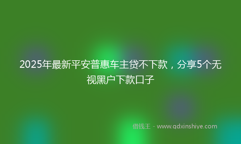 2025年最新平安普惠车主贷不下款，分享5个无视黑户下款口子
