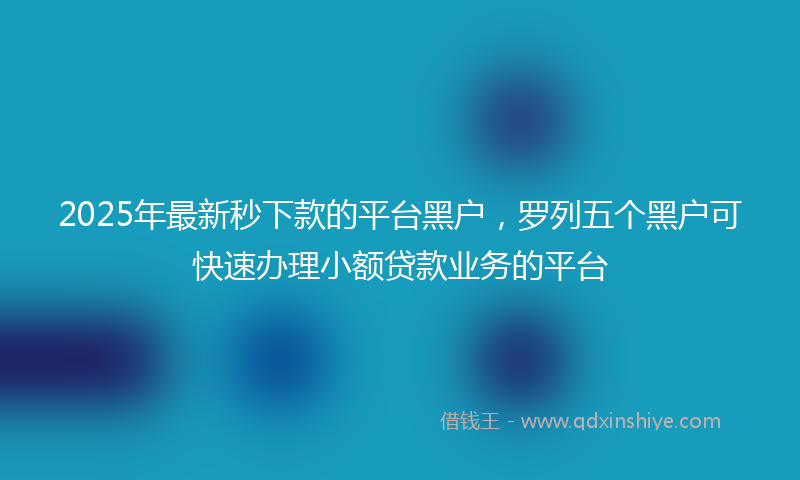 2025年最新秒下款的平台黑户，罗列五个黑户可快速办理小额贷款业务的平台