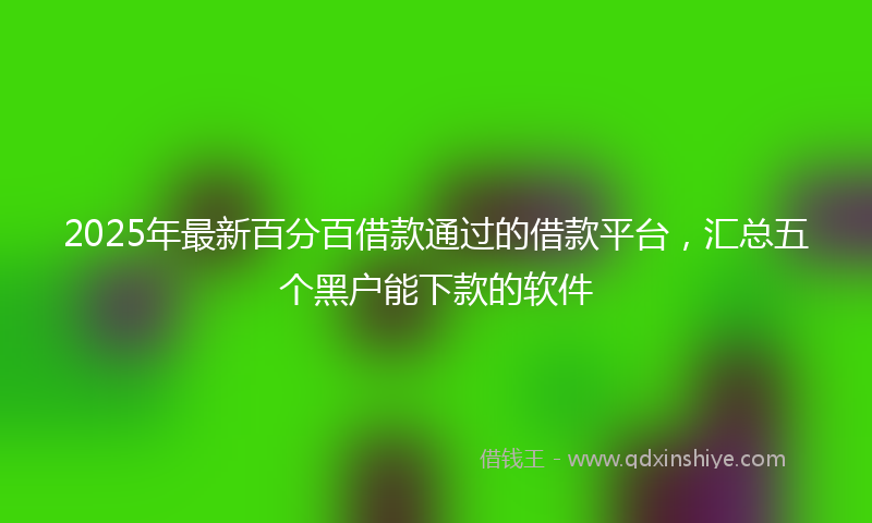 2025年最新百分百借款通过的借款平台，汇总五个黑户能下款的软件