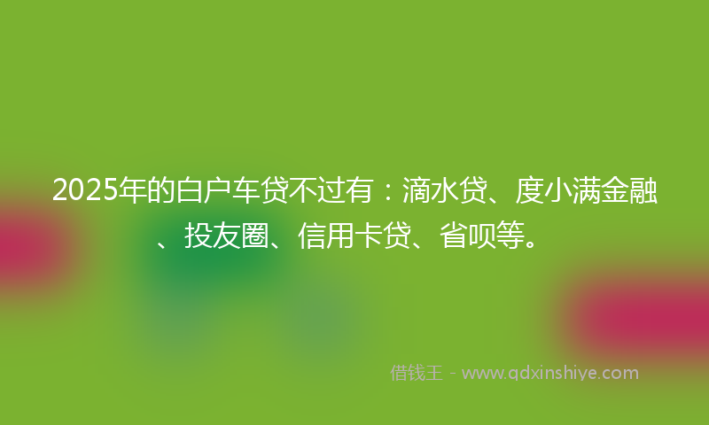 2025年的白户车贷不过有：滴水贷、度小满金融、投友圈、信用卡贷、省呗等。