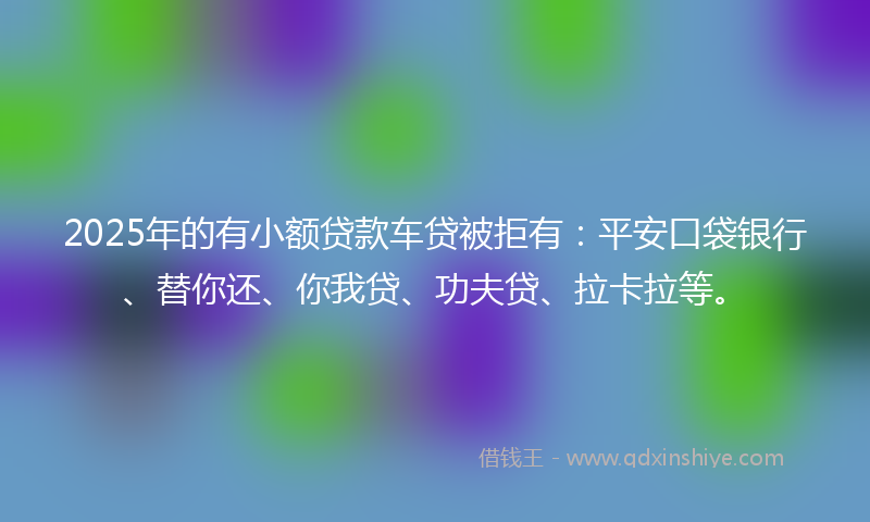 2025年的有小额贷款车贷被拒有：平安口袋银行、替你还、你我贷、功夫贷、拉卡拉等。