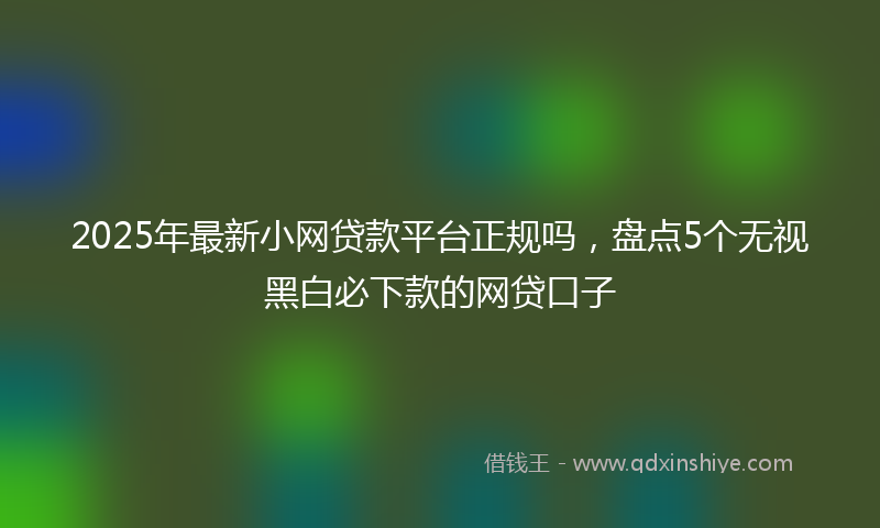 2025年最新小网贷款平台正规吗，盘点5个无视黑白必下款的网贷口子