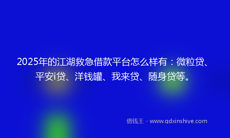 2025年的江湖救急借款平台怎么样有：微粒贷、平安i贷、洋钱罐、我来贷、随身贷等。