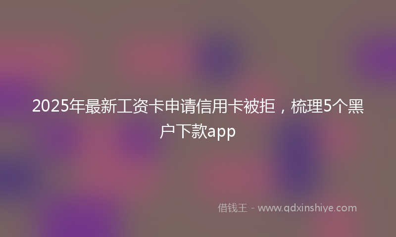 2025年最新工资卡申请信用卡被拒，梳理5个黑户下款app