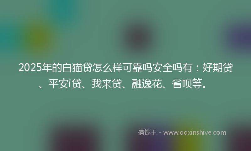 2025年的白猫贷怎么样可靠吗安全吗有：好期贷、平安i贷、我来贷、融逸花、省呗等。