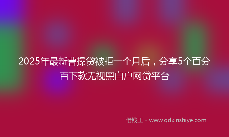 2025年最新曹操贷被拒一个月后，分享5个百分百下款无视黑白户网贷平台