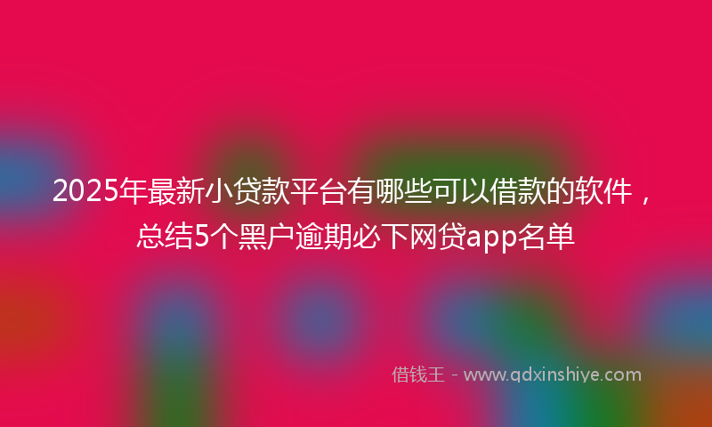 2025年最新小贷款平台有哪些可以借款的软件，总结5个黑户逾期必下网贷app名单