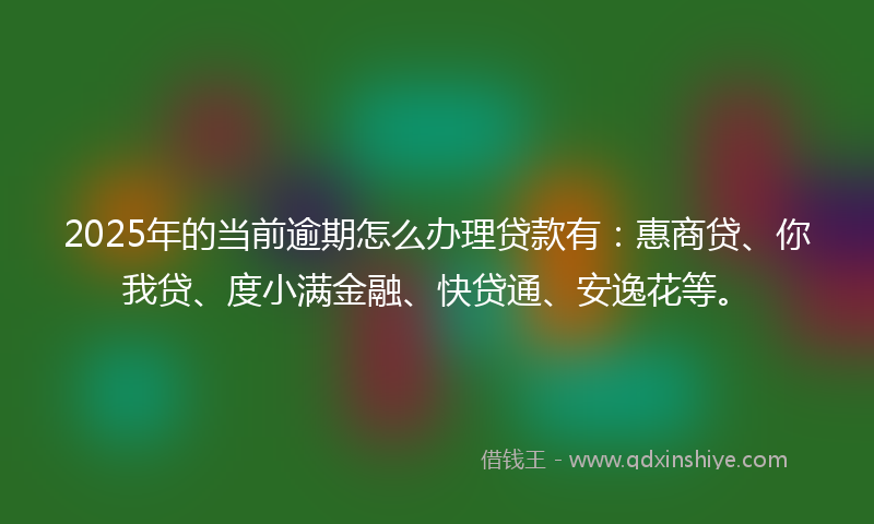 2025年的当前逾期怎么办理贷款有：惠商贷、你我贷、度小满金融、快贷通、安逸花等。