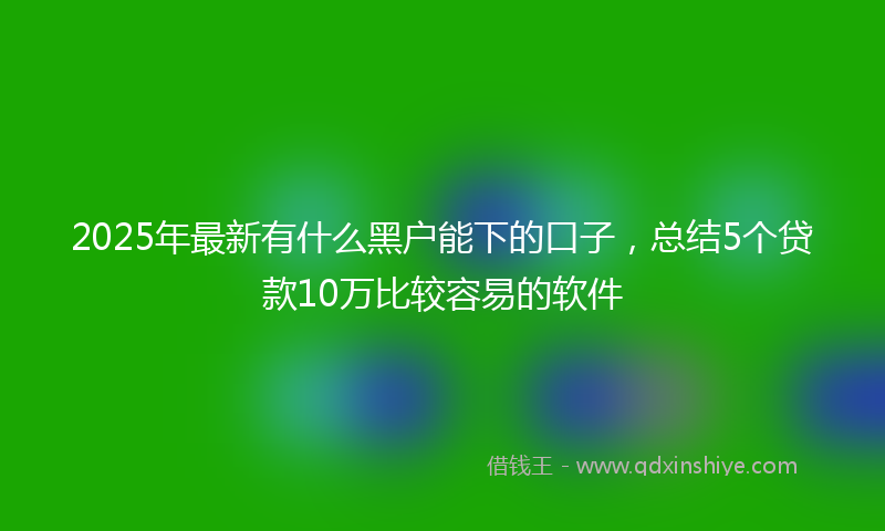 2025年最新有什么黑户能下的口子，总结5个贷款10万比较容易的软件