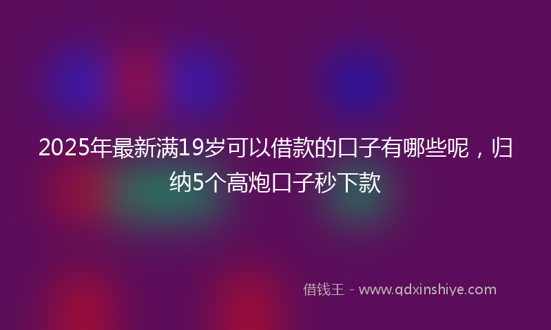 2025年最新满19岁可以借款的口子有哪些呢，归纳5个高炮口子秒下款