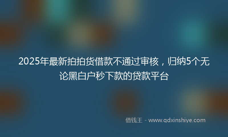 2025年最新拍拍货借款不通过审核，归纳5个无论黑白户秒下款的贷款平台