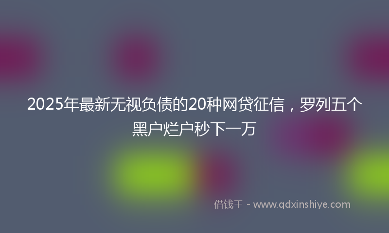 2025年最新无视负债的20种网贷征信，罗列五个黑户烂户秒下一万