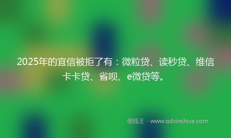 2025年的宜信被拒了有：微粒贷、读秒贷、维信卡卡贷、省呗、e微贷等。