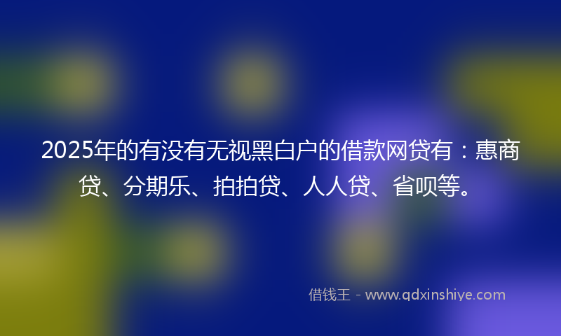 2025年的有没有无视黑白户的借款网贷有：惠商贷、分期乐、拍拍贷、人人贷、省呗等。