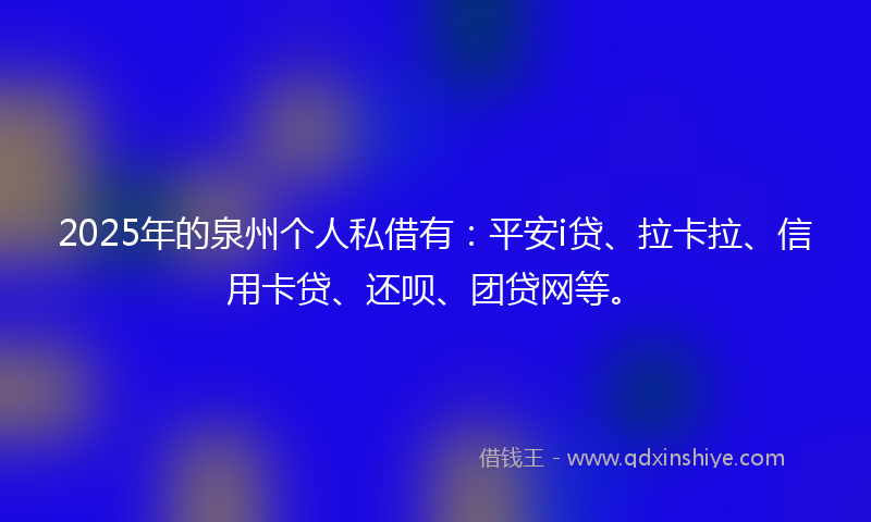 2025年的泉州个人私借有：平安i贷、拉卡拉、信用卡贷、还呗、团贷网等。