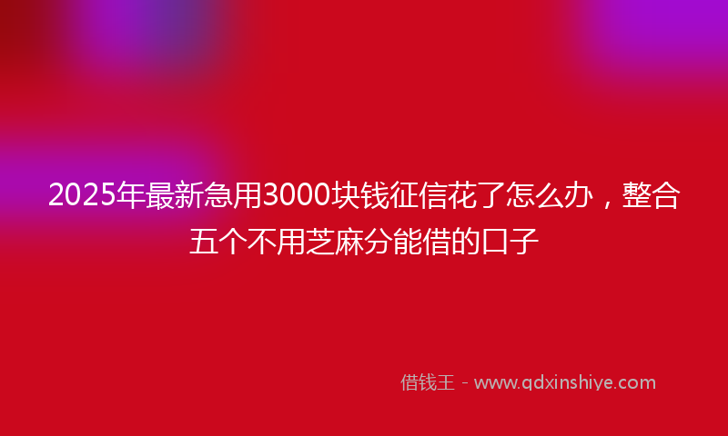 2025年最新急用3000块钱征信花了怎么办，整合五个不用芝麻分能借的口子