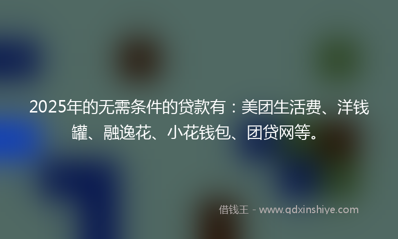 2025年的无需条件的贷款有：美团生活费、洋钱罐、融逸花、小花钱包、团贷网等。
