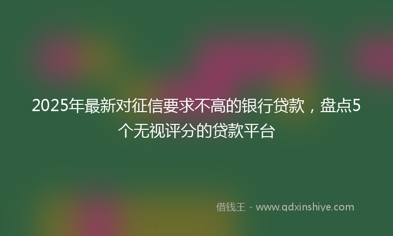 2025年最新对征信要求不高的银行贷款，盘点5个无视评分的贷款平台