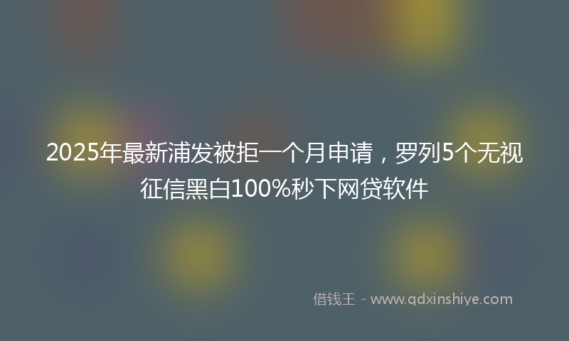 2025年最新浦发被拒一个月申请，罗列5个无视征信黑白100%秒下网贷软件