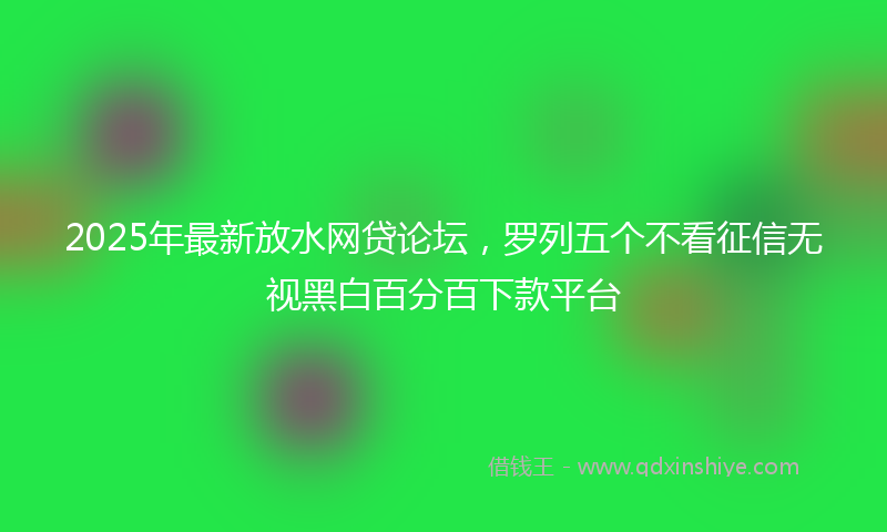 2025年最新放水网贷论坛，罗列五个不看征信无视黑白百分百下款平台