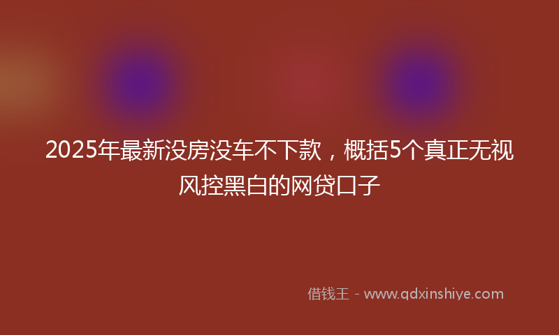 2025年最新没房没车不下款，概括5个真正无视风控黑白的网贷口子