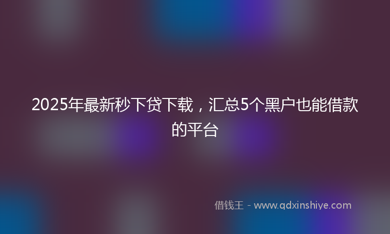 2025年最新秒下贷下载，汇总5个黑户也能借款的平台