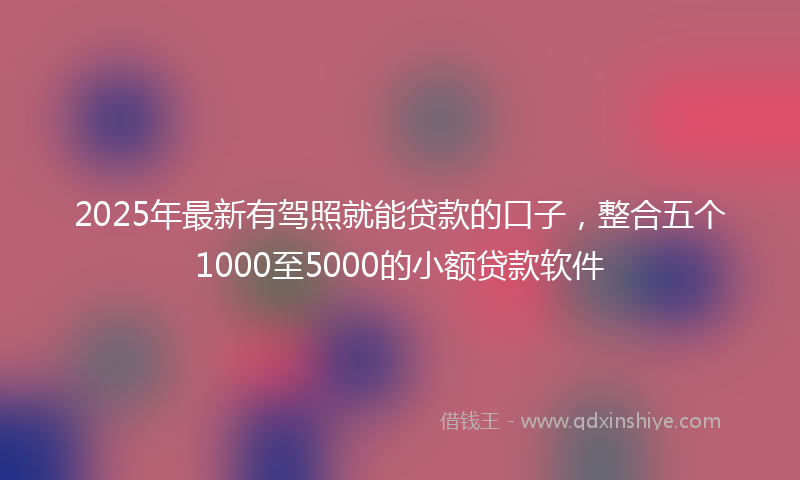 2025年最新有驾照就能贷款的口子，整合五个1000至5000的小额贷款软件