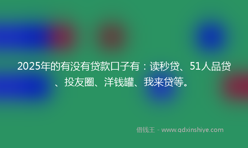 2025年的有没有贷款口子有：读秒贷、51人品贷、投友圈、洋钱罐、我来贷等。