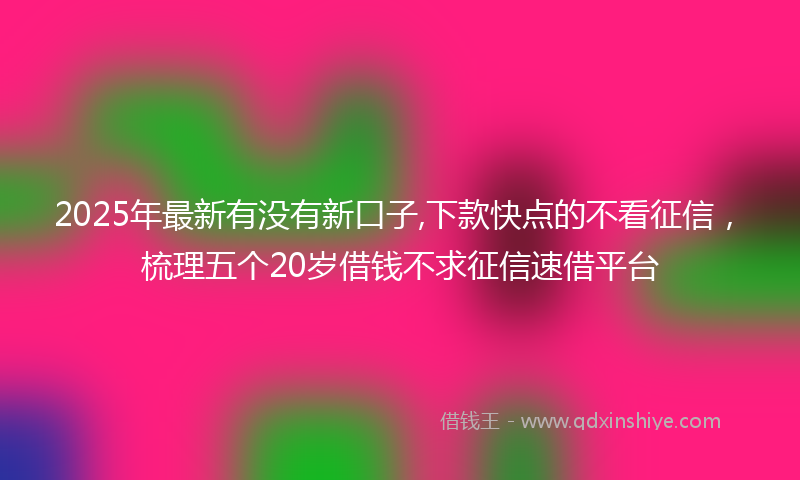 2025年最新有没有新口子,下款快点的不看征信，梳理五个20岁借钱不求征信速借平台