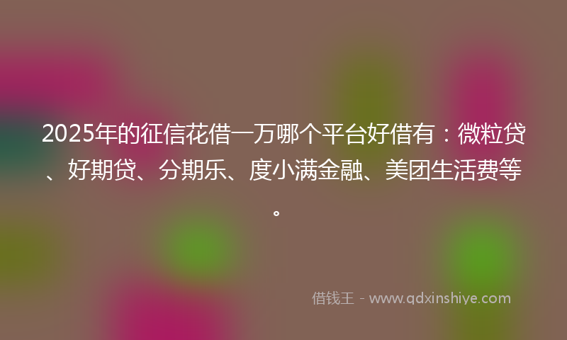 2025年的征信花借一万哪个平台好借有：微粒贷、好期贷、分期乐、度小满金融、美团生活费等。