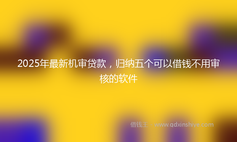 2025年最新机审贷款，归纳五个可以借钱不用审核的软件