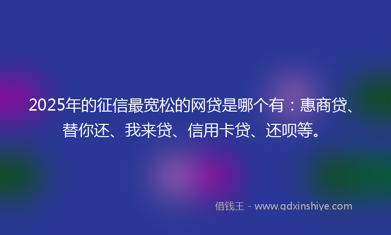 2025年的征信最宽松的网贷是哪个有：惠商贷、替你还、我来贷、信用卡贷、还呗等。