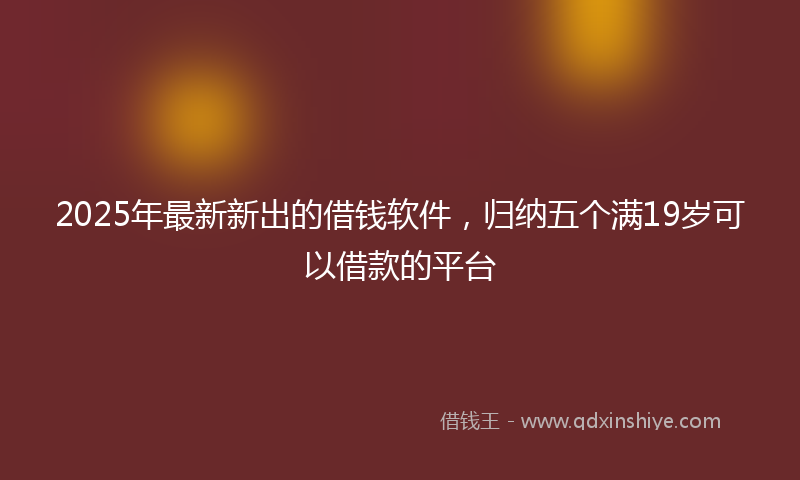 2025年最新新出的借钱软件，归纳五个满19岁可以借款的平台