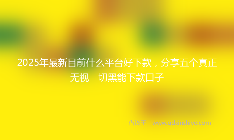 2025年最新目前什么平台好下款，分享五个真正无视一切黑能下款口子