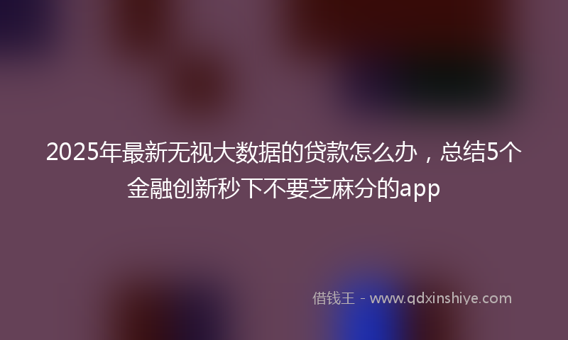 2025年最新无视大数据的贷款怎么办，总结5个金融创新秒下不要芝麻分的app
