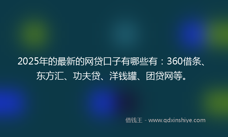 2025年的最新的网贷口子有哪些有：360借条、东方汇、功夫贷、洋钱罐、团贷网等。