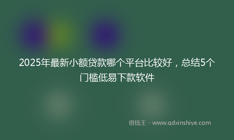2025年最新小额贷款哪个平台比较好，总结5个门槛低易下款软件