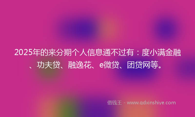 2025年的来分期个人信息通不过有：度小满金融、功夫贷、融逸花、e微贷、团贷网等。