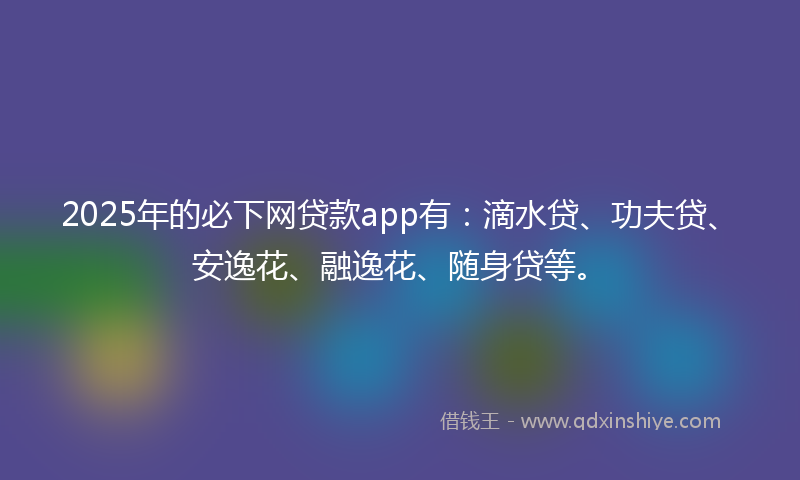 2025年的必下网贷款app有：滴水贷、功夫贷、安逸花、融逸花、随身贷等。