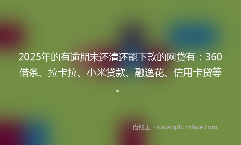 2025年的有逾期未还清还能下款的网贷有：360借条、拉卡拉、小米贷款、融逸花、信用卡贷等。