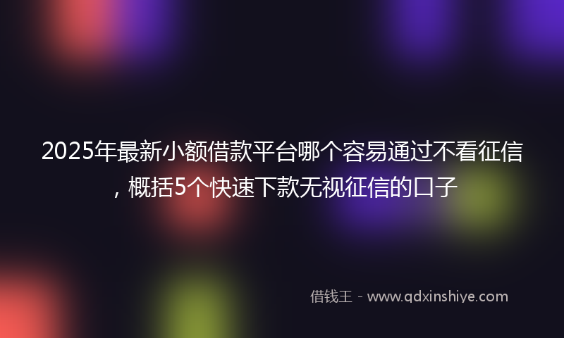 2025年最新小额借款平台哪个容易通过不看征信，概括5个快速下款无视征信的口子