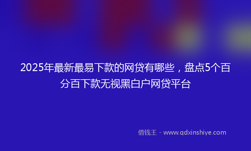 2025年最新最易下款的网贷有哪些，盘点5个百分百下款无视黑白户网贷平台