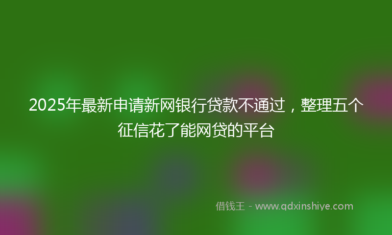 2025年最新申请新网银行贷款不通过，整理五个征信花了能网贷的平台