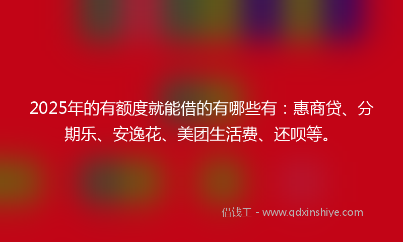 2025年的有额度就能借的有哪些有：惠商贷、分期乐、安逸花、美团生活费、还呗等。