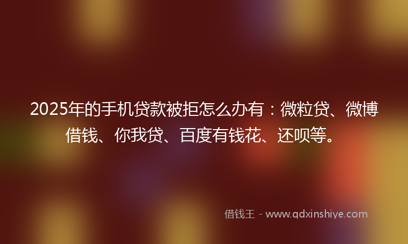 2025年的手机贷款被拒怎么办有:微粒贷、微博借钱、你我贷、百度有钱花、还呗等。